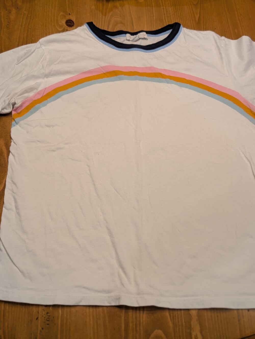 Don't Ask Why by American Eagle Banded T-Shirt, Women's One Size, EGU/LN